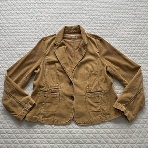 Y2K Tan Corduroy Jacket Ruff Hewn 2 Button Blazer Front Pockets Brown Size XL